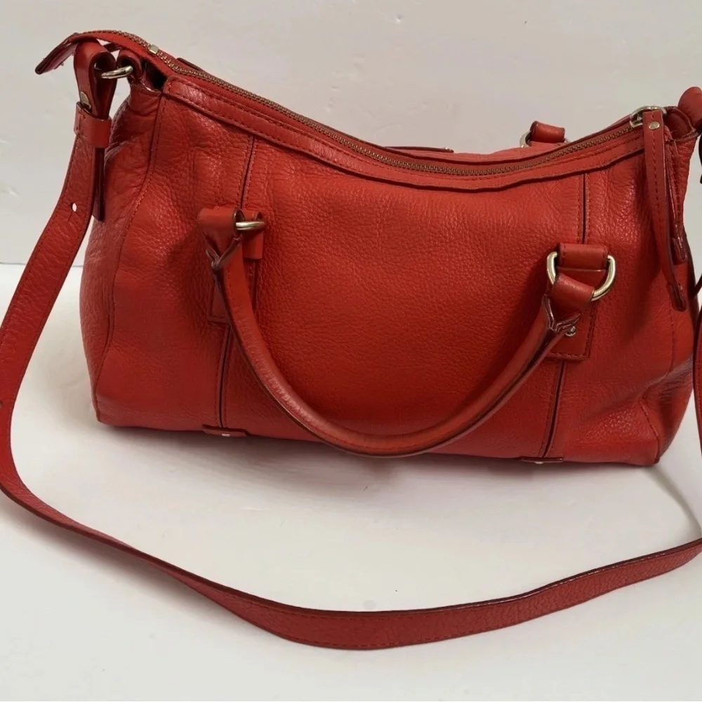 Kate Spade Handbag Tote Red Orange Shoulderbag Leather Purse